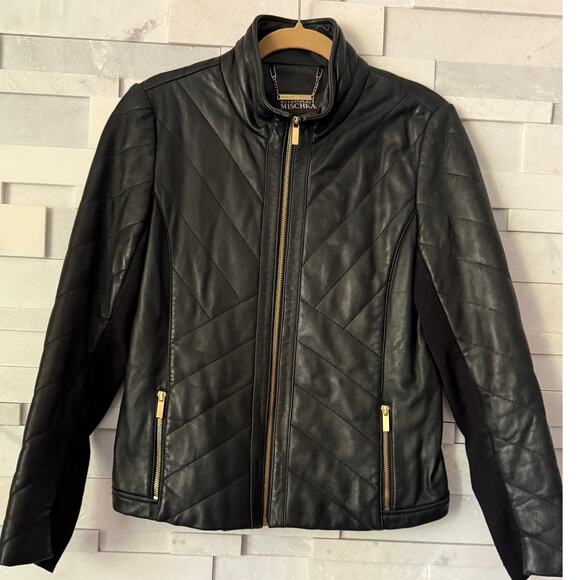 Badgley Mischka Jackets & Blazers - BADGELY MISCHKA Eloise Quilted Leather Jacket  L Goth Grunge Dark Romance